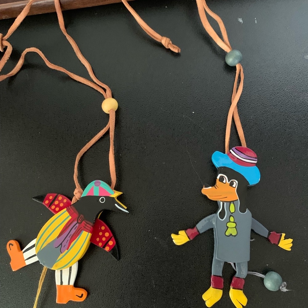 Colorful Penguin and Duck Kids Necklace Set